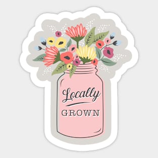 Locally Grown Blush Pink Mason Jar Flowers Sticker